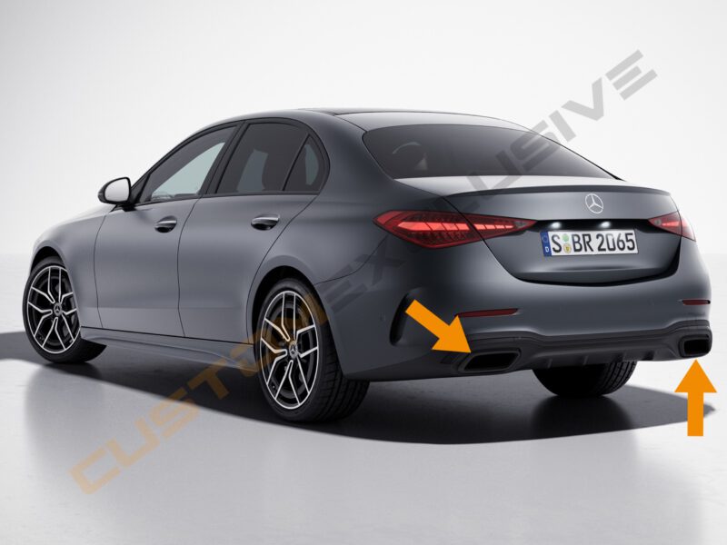 Mercedes C-Klasse W206/S206 nightpakket uitlaatsierstukken hoogglans zwart