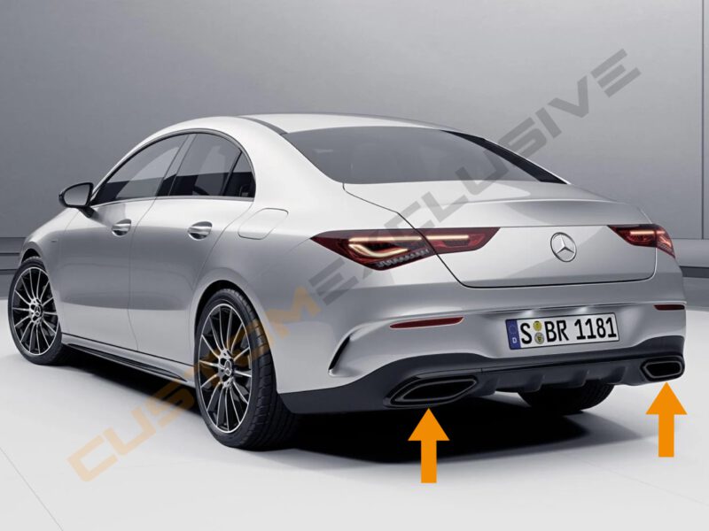 Mercedes CLA C118/X118 nightpakket uitlaatsierstukken hoogglans zwart